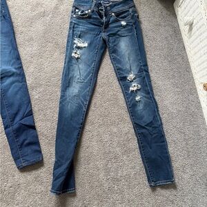 American Eagle Outfitters Distressed Skinny Jeans in Blue
